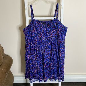 Torrid blue & pink leopard challis hi-lo skater dress. Size 4.